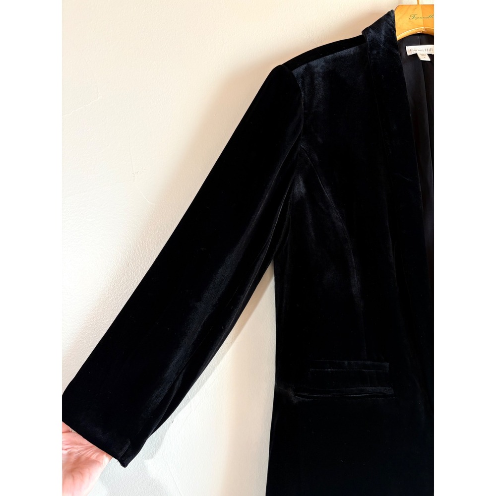 Garnet Hill Womens Black Rayon Silk Velvet Open Front Shawl Casual Blazer Size 6 - Picture 4 of 11